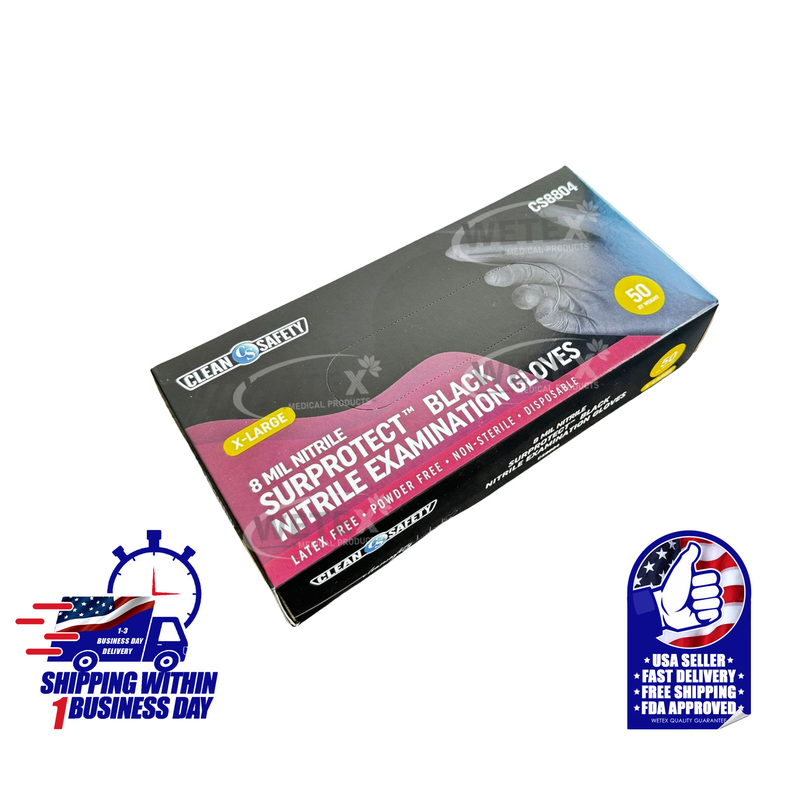 8 Mil BLACK Disposable Nitrile Gloves -Latex & Powder Free