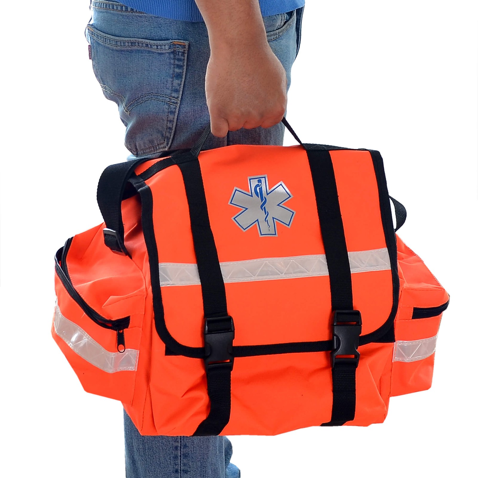 Dealmed First Responder Trauma Bag, Medium, Orange, Fully Stocked