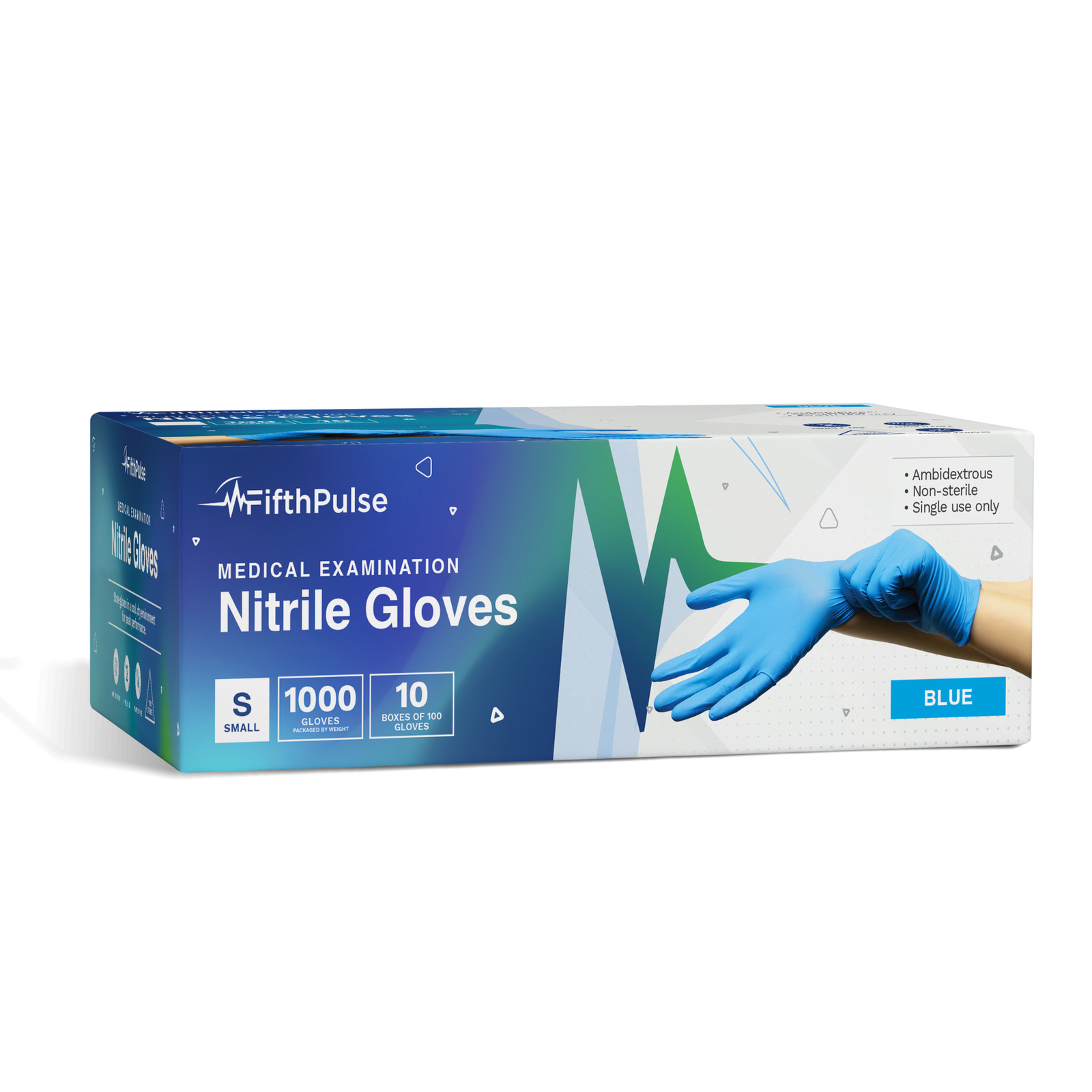 FifthPulse Nitrile Disposable Powder Latex Free Medical Exam Gloves Small Blue