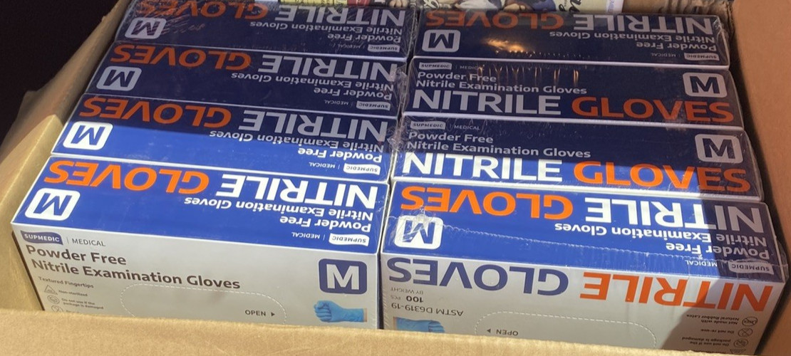 Set of 8 SupMedic Powder Free Nitrile Examination Gloves ASTM D6319-19 800 Total