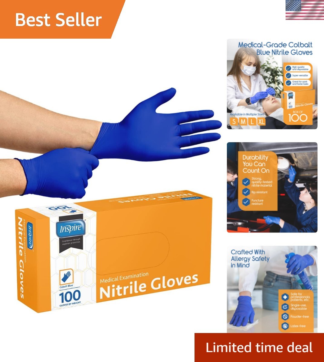 Cobalt Blue Nitrile Disposable Gloves | 4.5 Nitrile Safety Medical Exam Cooki…