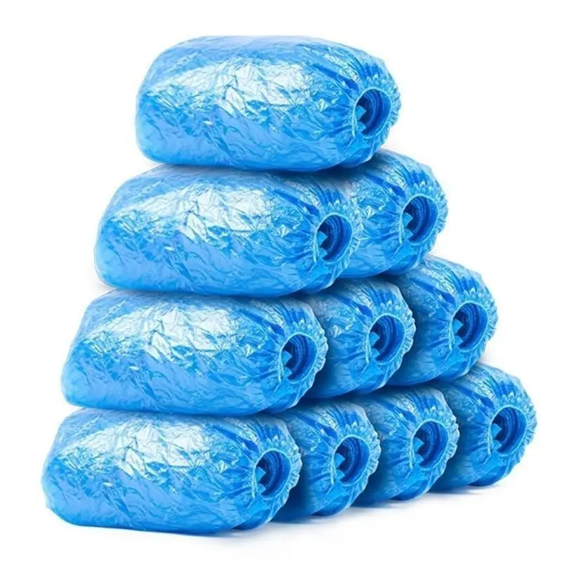 100PCS Portable Waterproof Boot Covers Plastic Non-Slip Wear Disposable Shoe Cov