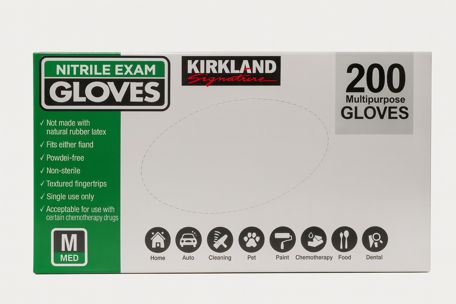 Kirkland Signature Nitrile Exam Powder-Free Exam Gloves – Medium – 200 Count