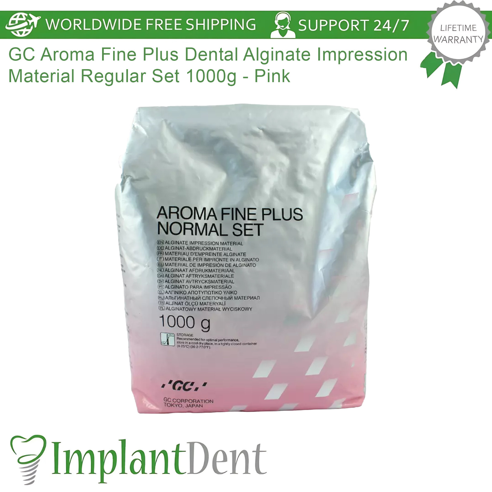 Aroma Fine Plus Dental Alginate Impression Material Regular Set 1000g – Pink