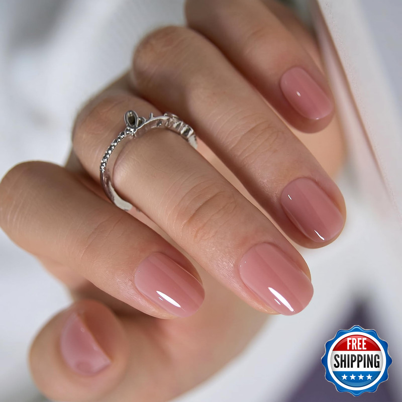 Curvlife Soft Gel Extra Short Press On Nails 30Pcs Honey Peach Pink Oval