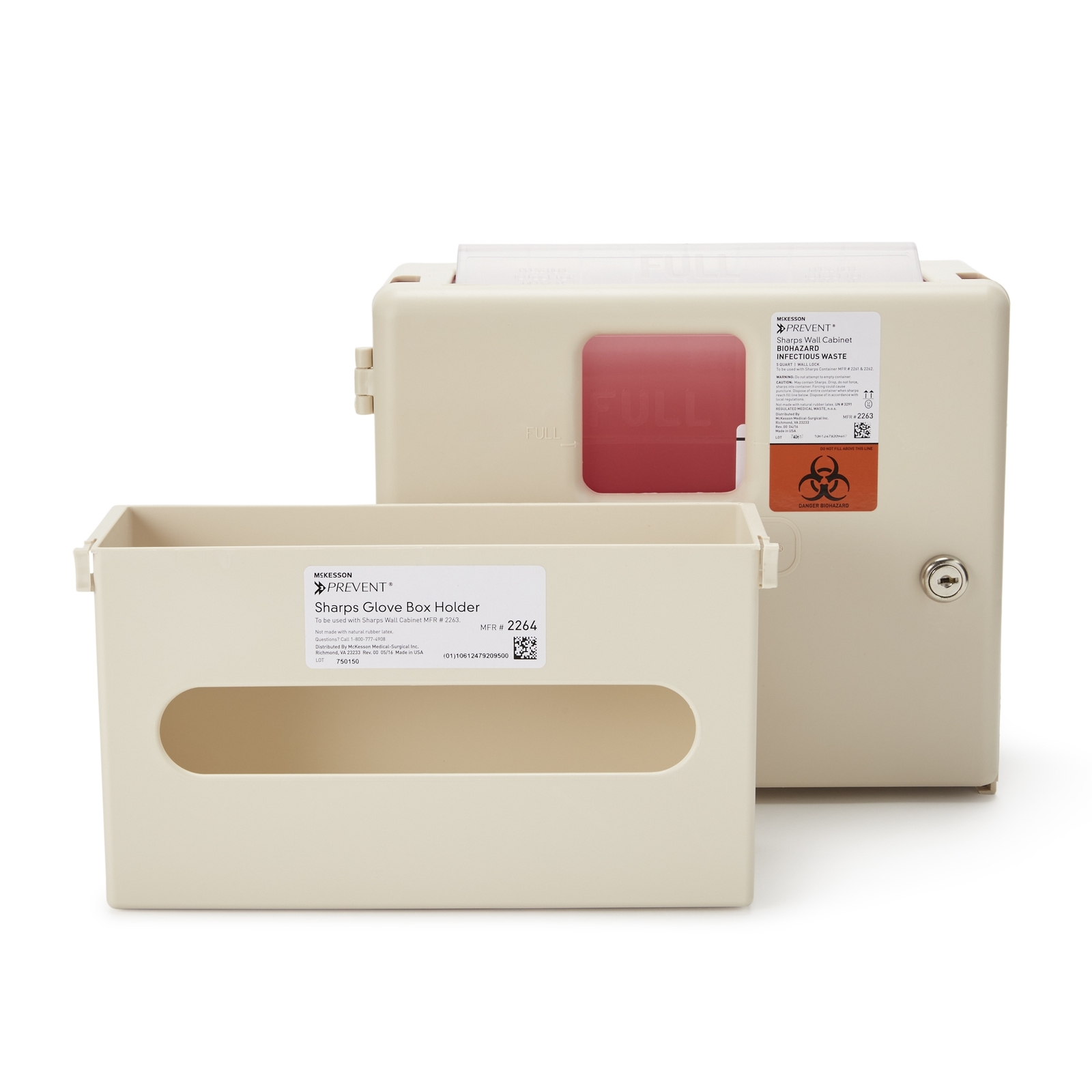 McKesson Prevent Sharps Container Cabinet / Wall Enclosure with Glove Box