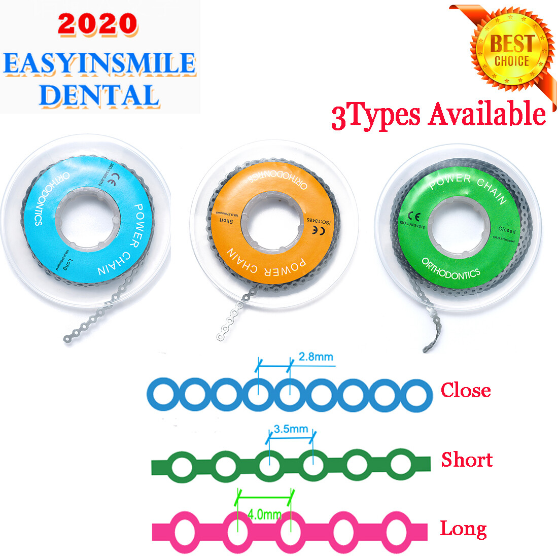 Dental Orthodontic Braces Ortho Super Ultra Power Chains Short Long Closed 15Fts