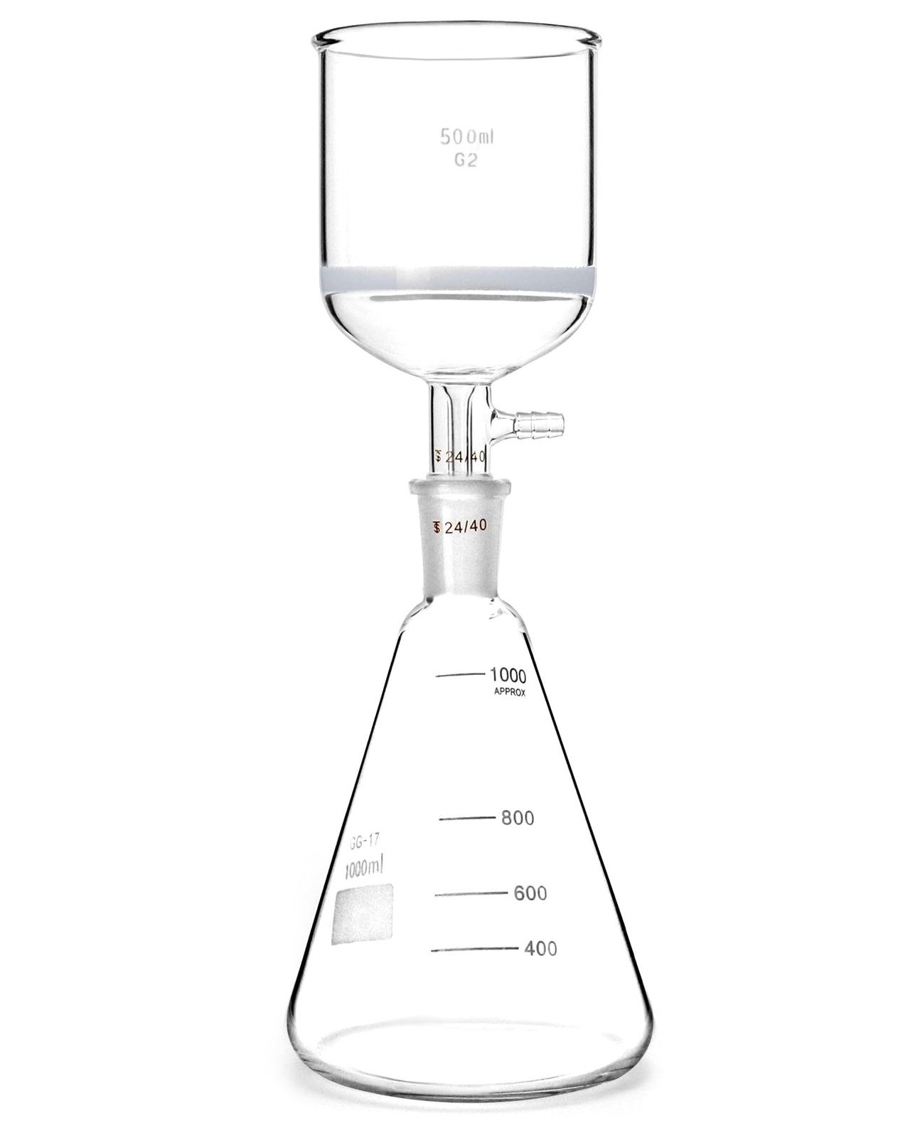 500ml Buchner Funnel & 1000ml Erlenmeyer Flask Set 24/40 Joint Lab Glassware Kit