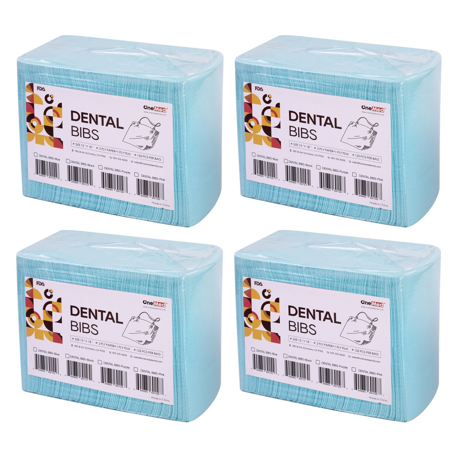 500pcs(4 Bags) 13″x18″ Blue Disposable Dental Bibs,Waterproof Resistant Napkin