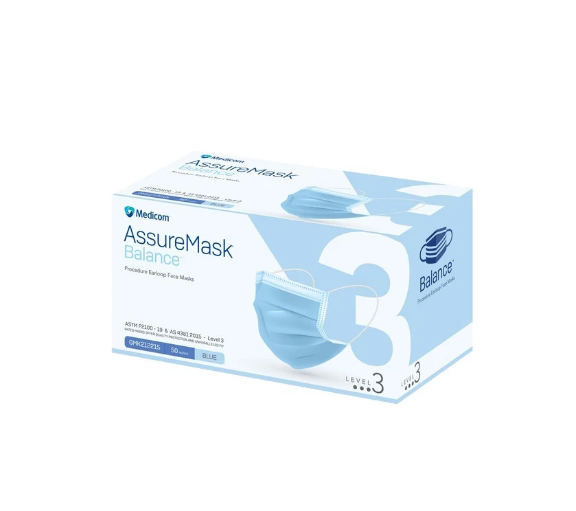 Medicom SafeMask Classic Pink Earloop Face Masks, ASTM Level 3 – Box of 50 Masks