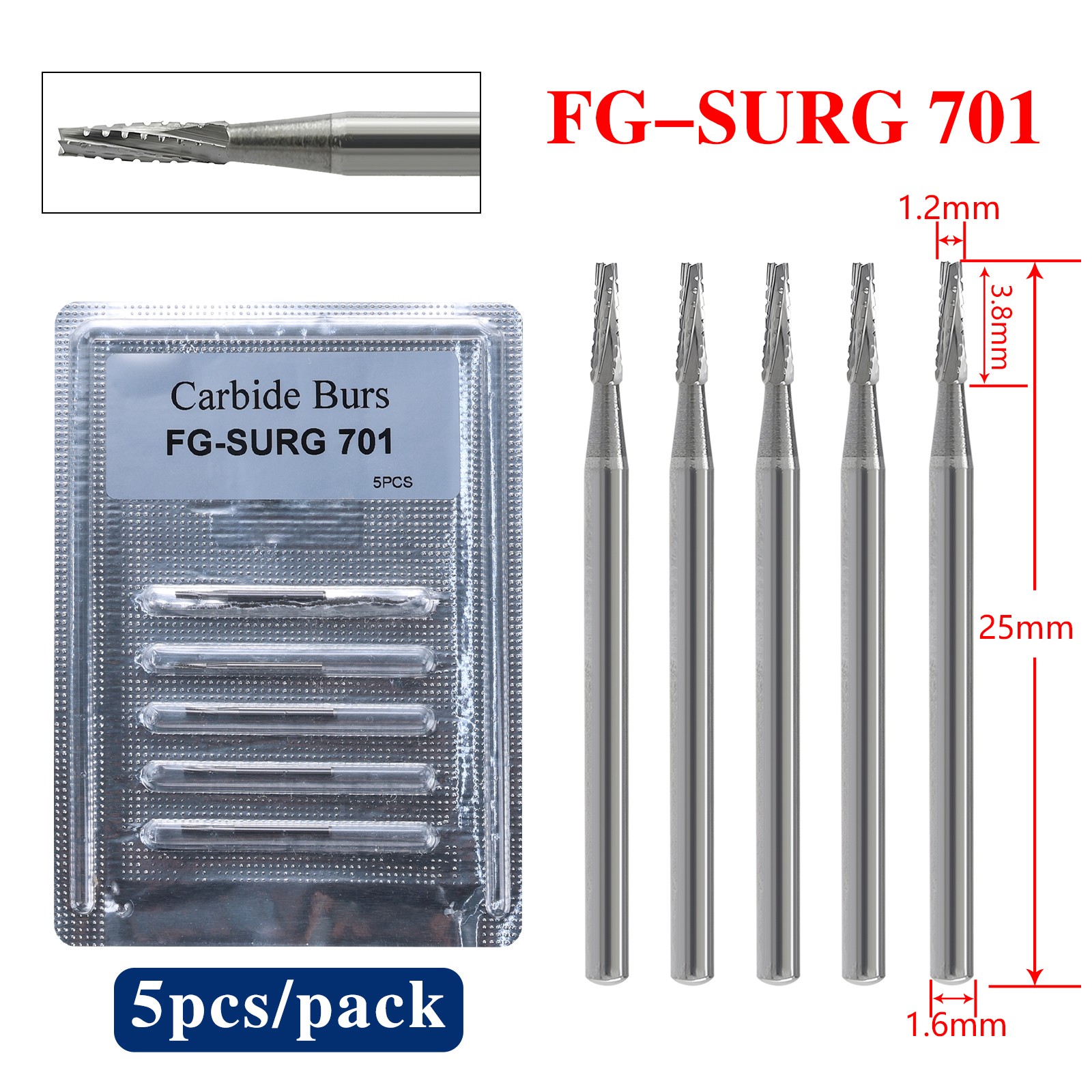 Dental Carbide Burs FG SURG 701 Surgical Midwest Type sa