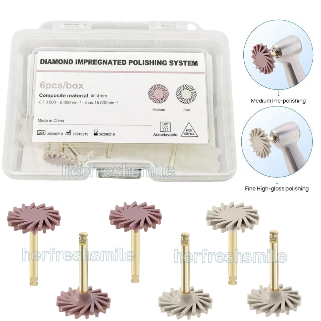 6Pcs Dental Plus Twist Diamond Impregnated Polishing Composite Polisher Fit EVE
