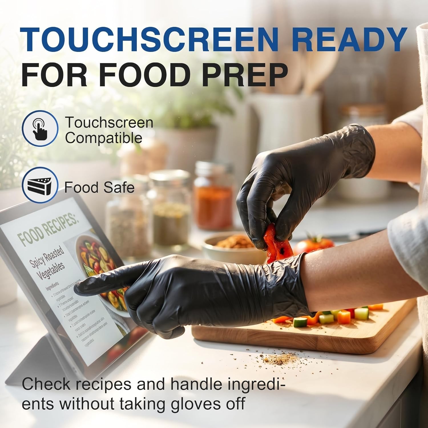 Versatile 4 Mil Nitrile Gloves – Latex-Free, Black, Ideal for Cooking & Cleaning