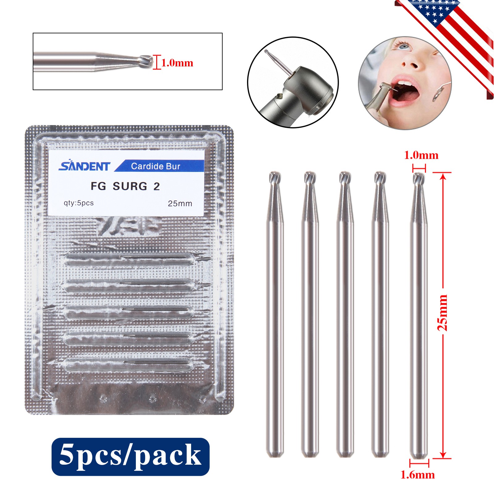 Cross Cut Lindemann Tungsten Carbide FG Dental Bur 25mm, Bone Surgery