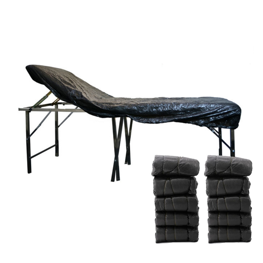 Black Polyethylene Bed Covers 35×83″ ? Disposable Fitted Sheets (Pack of 10)