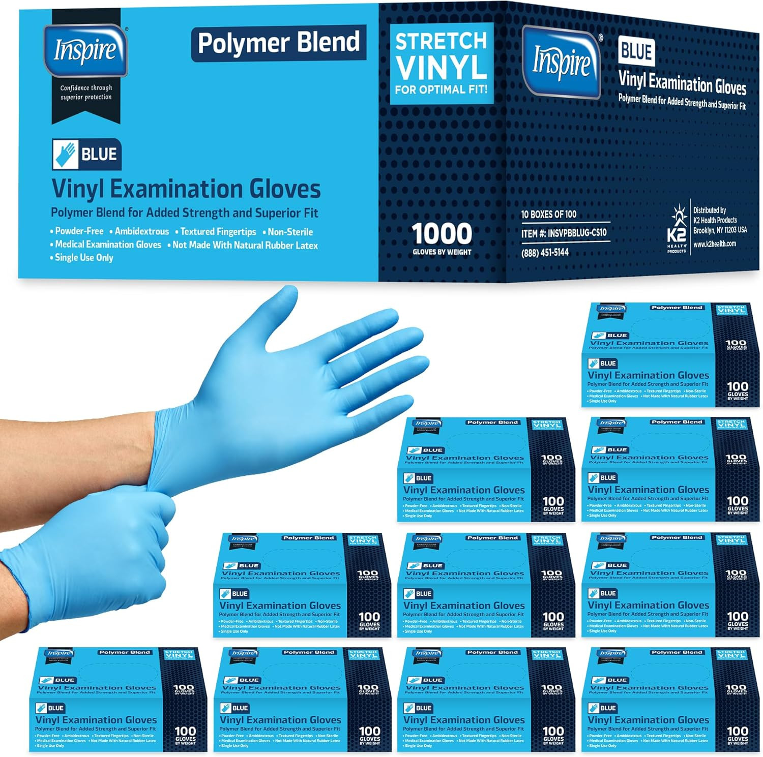 Nitrile-Vinyl Blend Exam Gloves – Disposable, Latex Free, Medical, Multipurpose