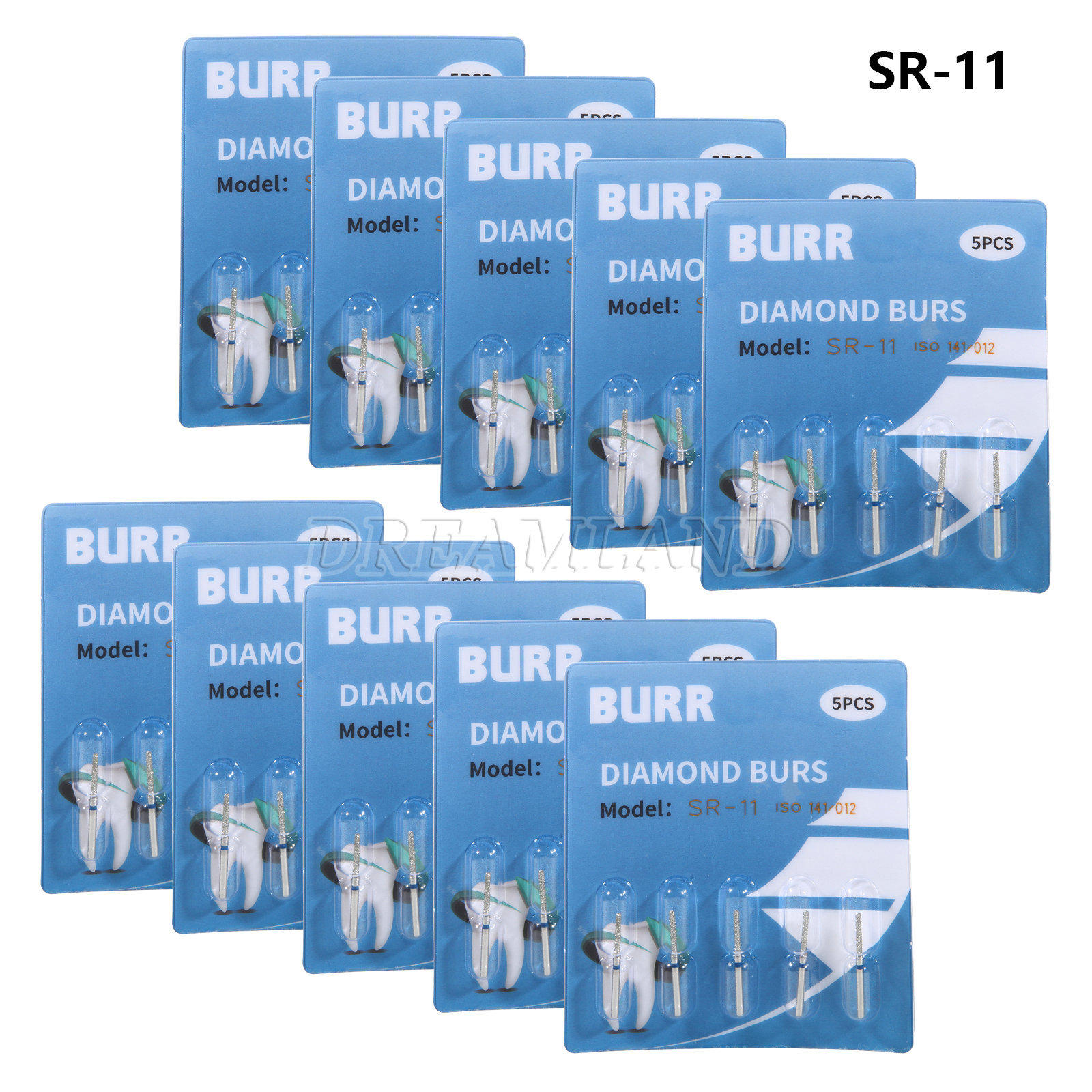 50x Dental Diamond Friction Grip Bur Medium FG 1.6mm High Speed Handpiece SR-11