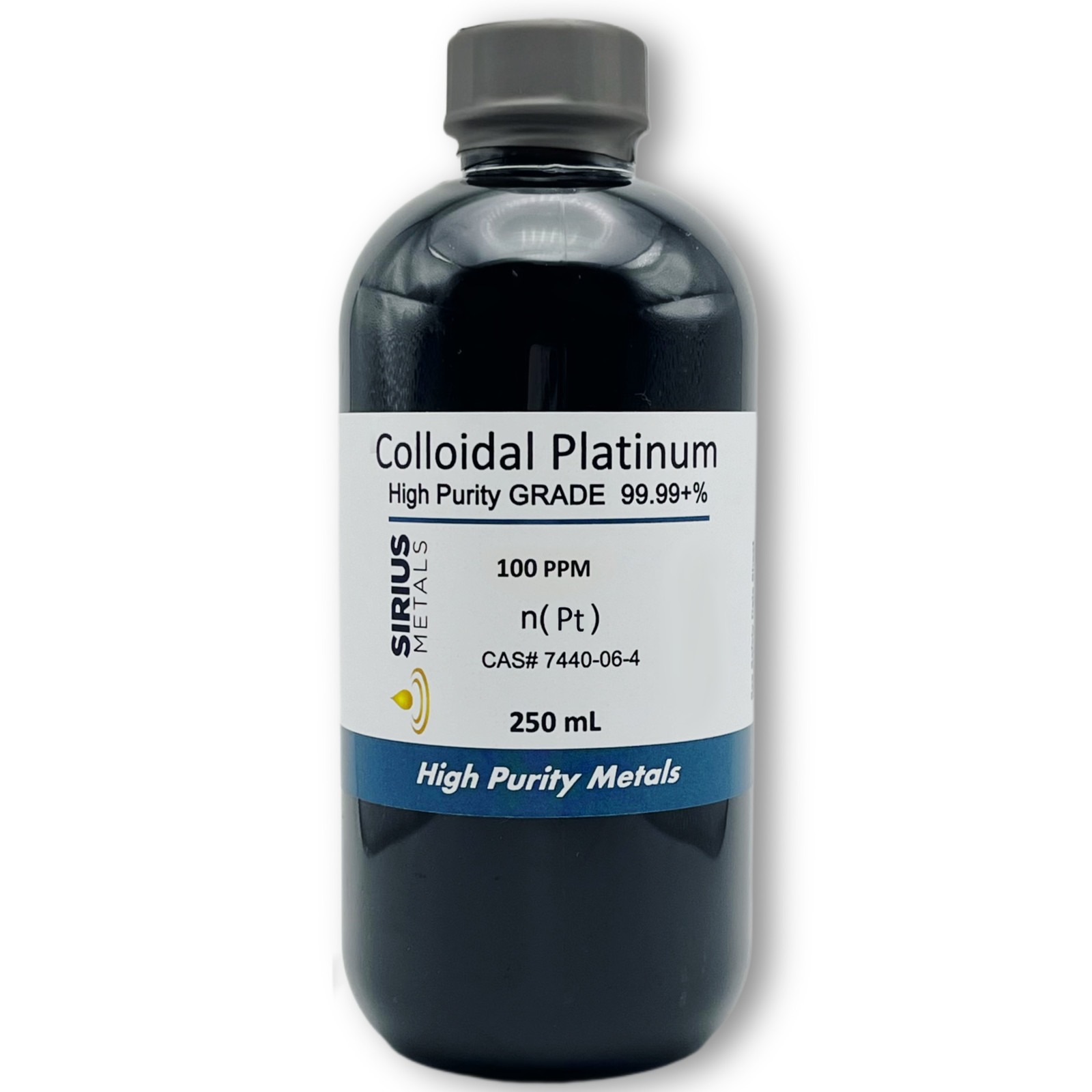 True Colloidal Platinum NanoParticles (PtNPs): 100 ppm – 250 mL in Plastic