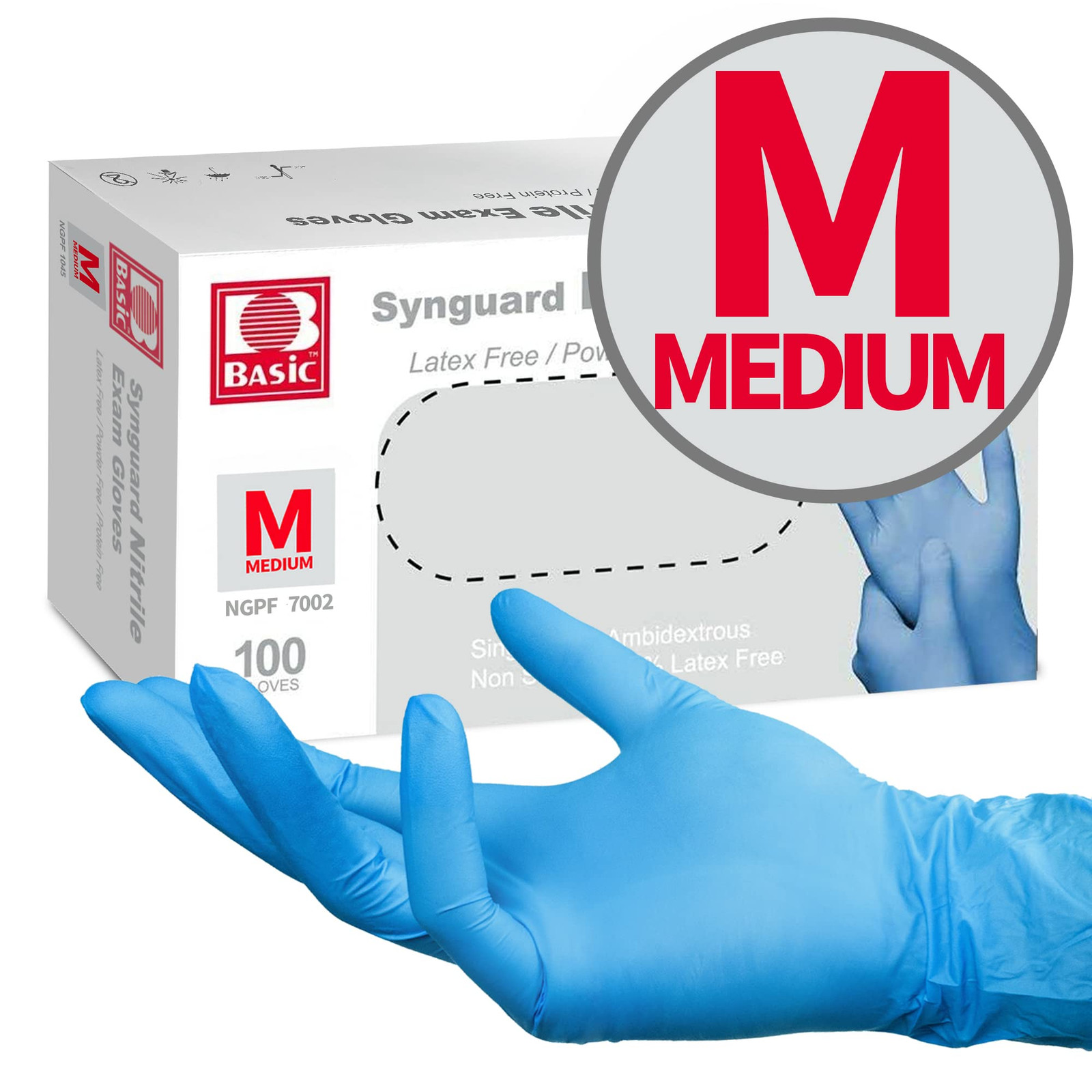 Pack of 100 Medium Blue Nitrile Gloves Latex Free Powder Free Disposable