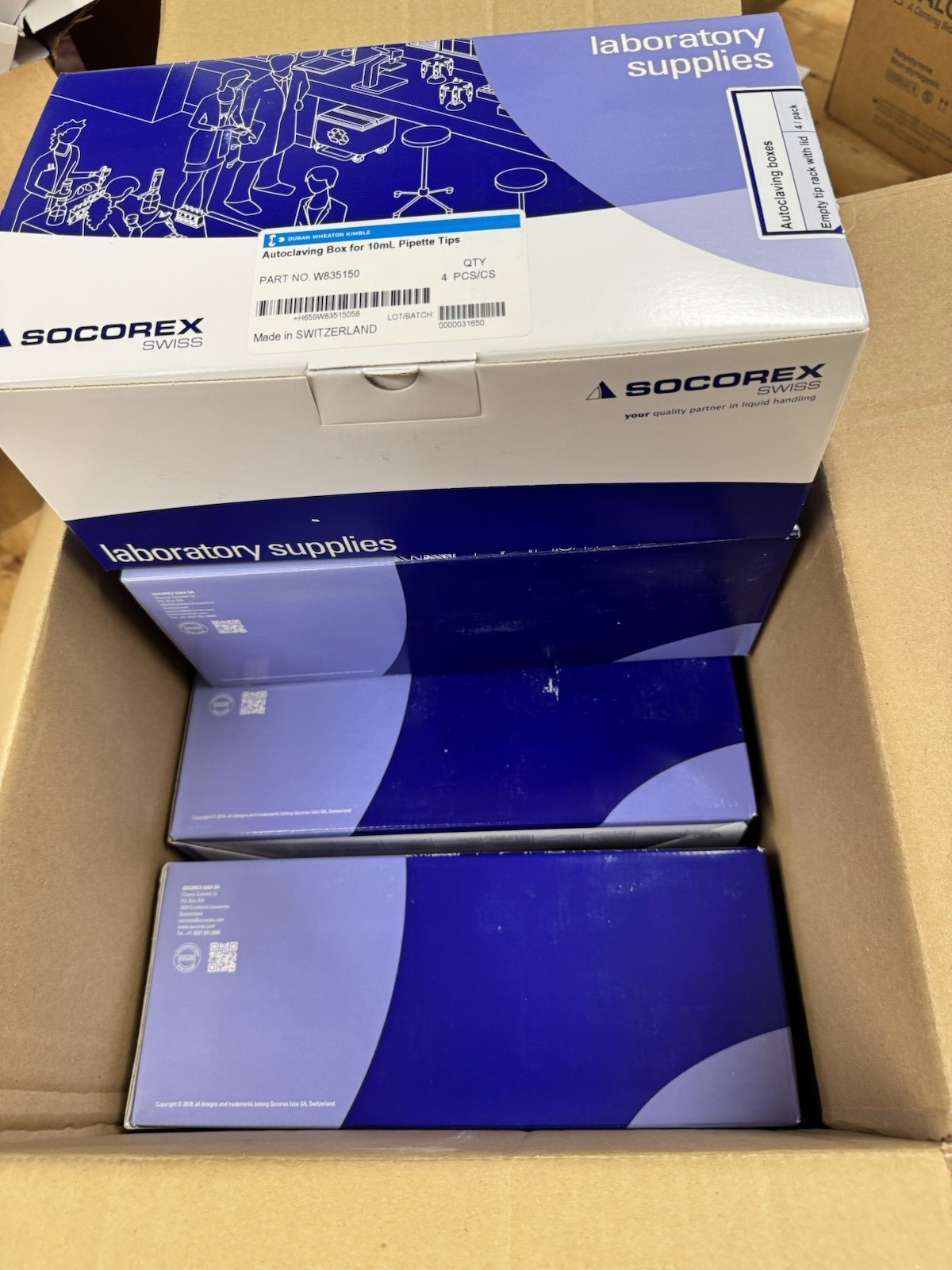 Thermo socorex autoclaving box for 10ml pipette tip w835150, 4/box, 5 box/case
