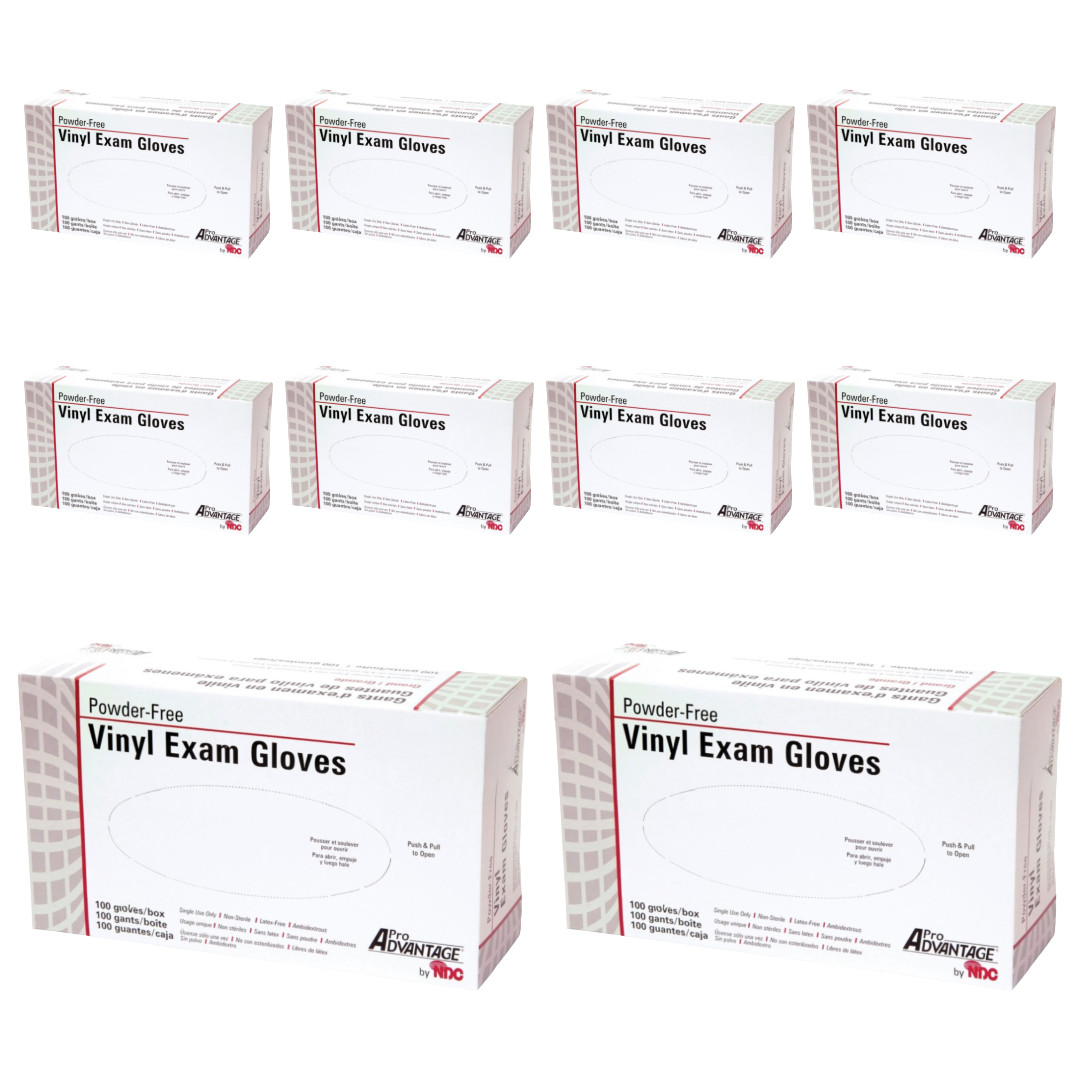 Pro Advantage Powder Free Vinyl Exam Gloves, Size XL – Case of 1,000 Total