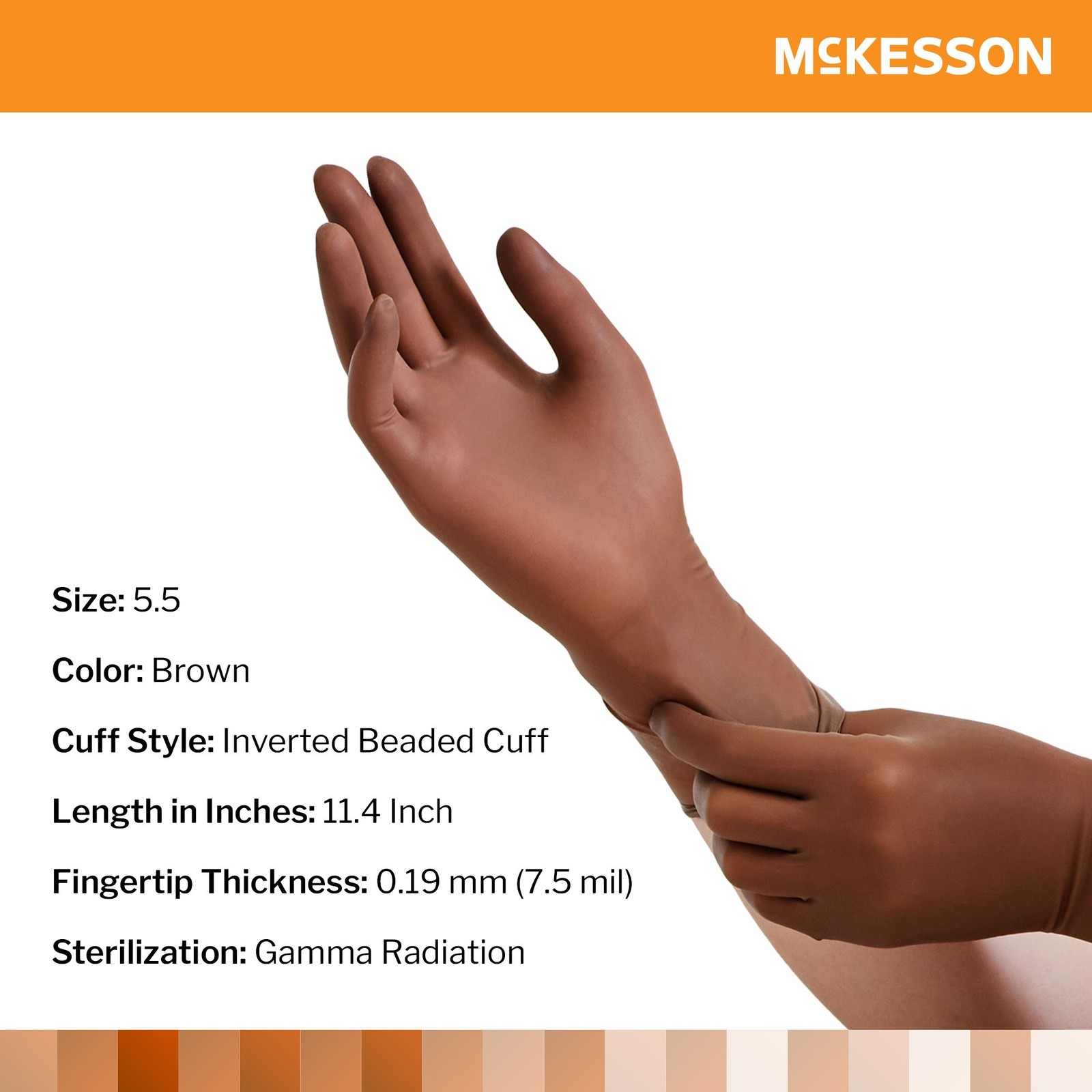 McKesson Perry Latex Surgical Glove Standard Cuff Length SIZE 5.5 50 per Box