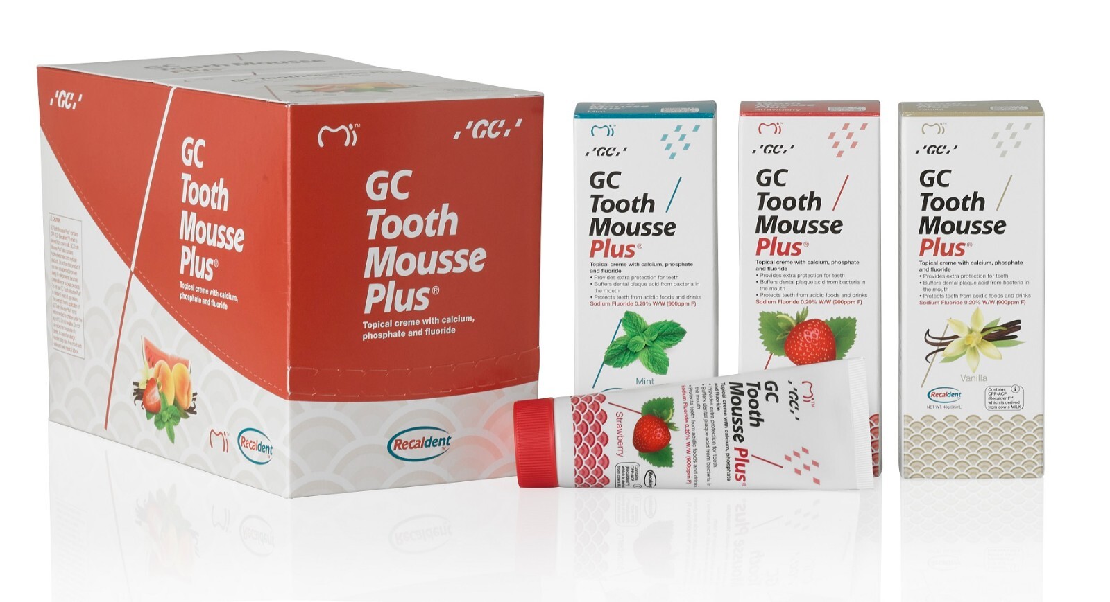 GC Tooth Mousse Plus Topical Tooth Crème Strengthen Tooth Surface 10pc Box.