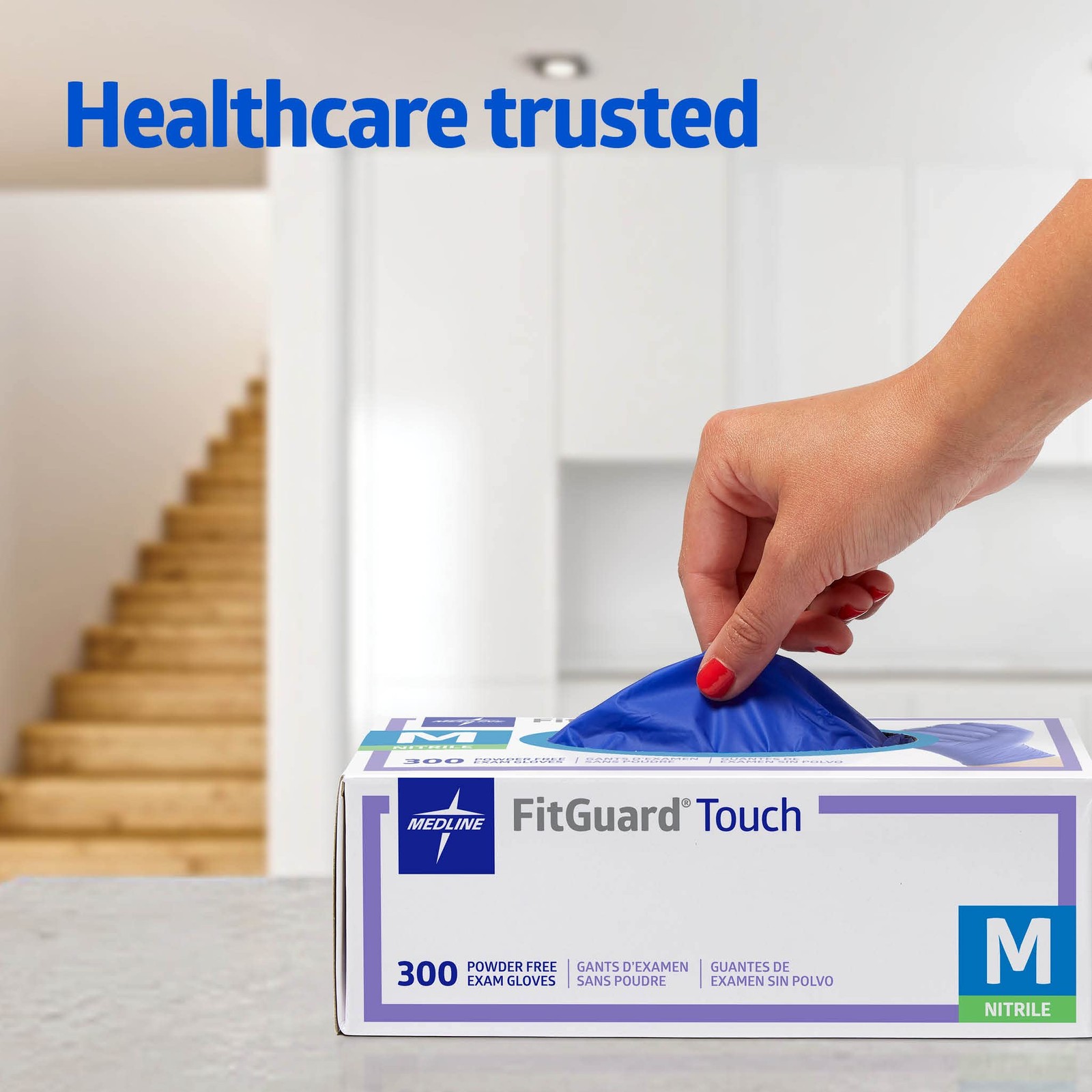 Medline FitGuard Touch Nitrile Exam Gloves, 300 Count, XSmall, Powder Free,