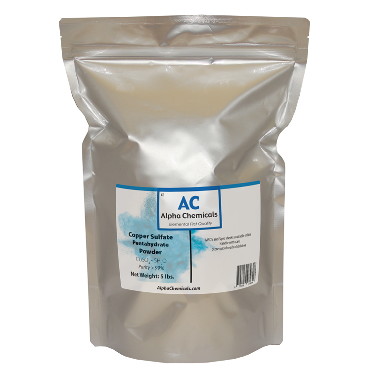 5 Pounds – Copper Sulfate Pentahydrate Powder – 99% Pure