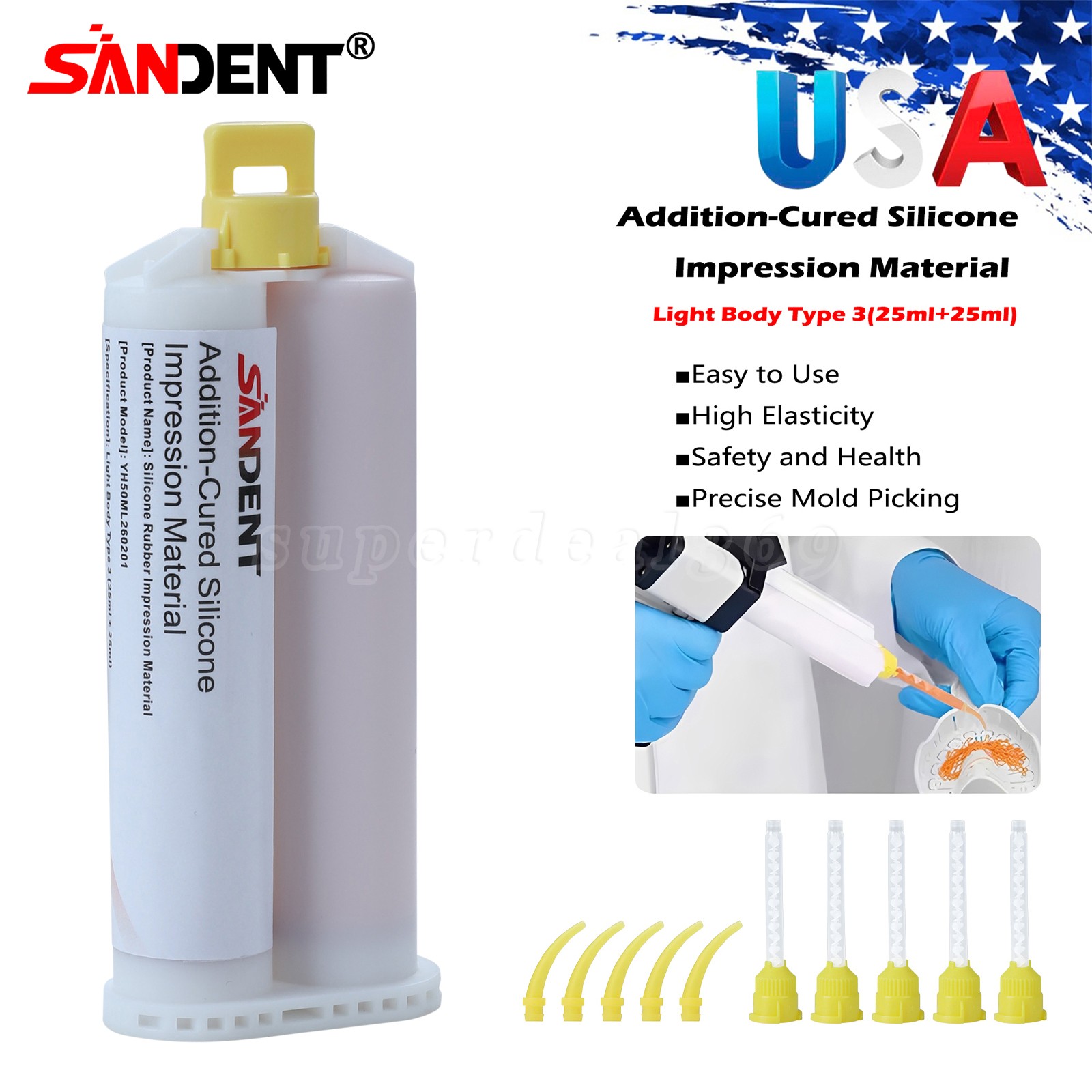 Light Body VPS Regular Set Dental Impression Material 50ml Cartridges + 5 Tips