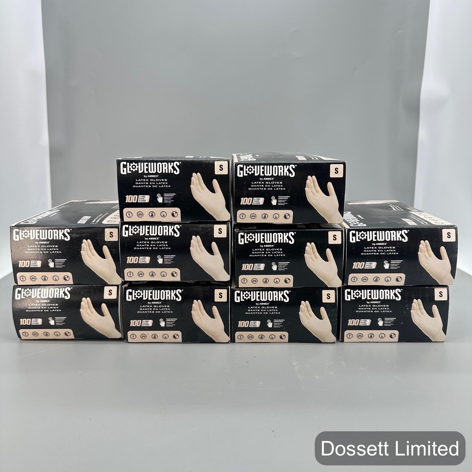 Gloveworks Ammex White Latex Gloves Small 4 Mil Powder Free 10 Boxes 1000