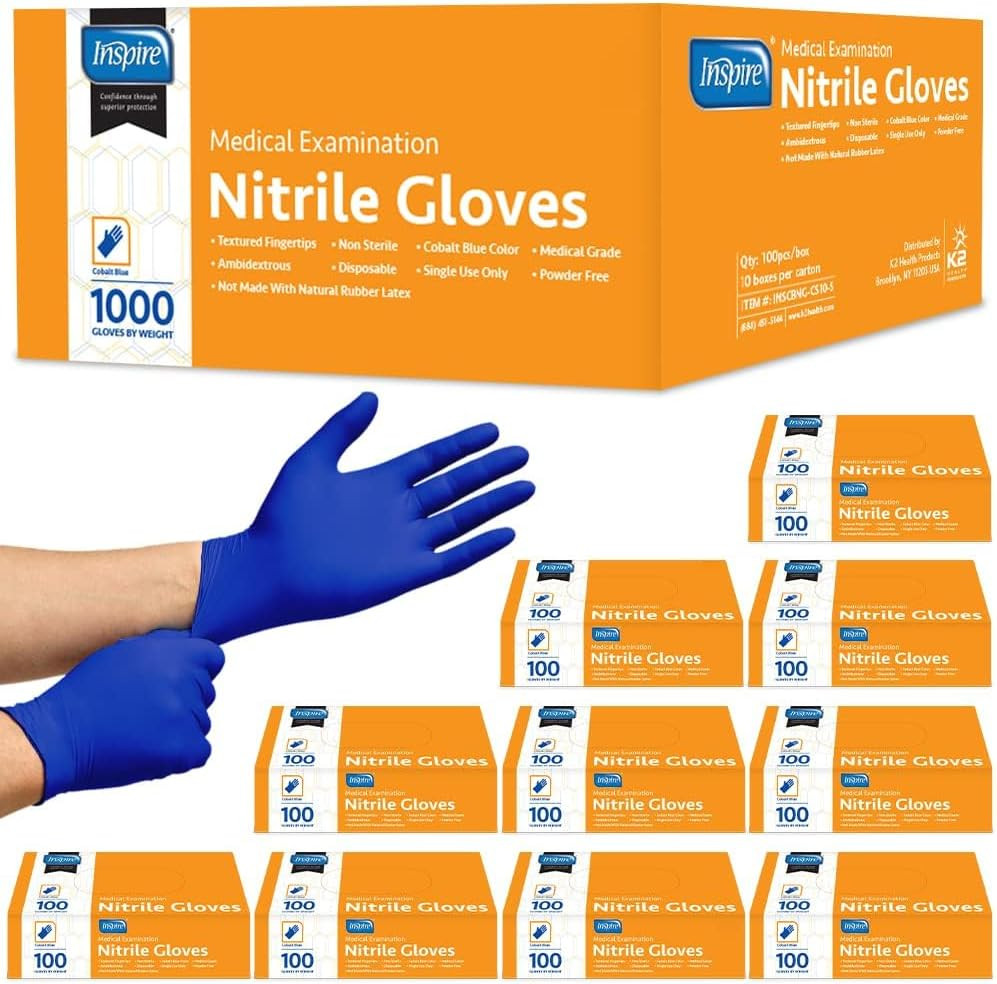 Inspire Nitrile Exam Gloves | the Original Quality Stretch Nitrile Cobalt Blue |