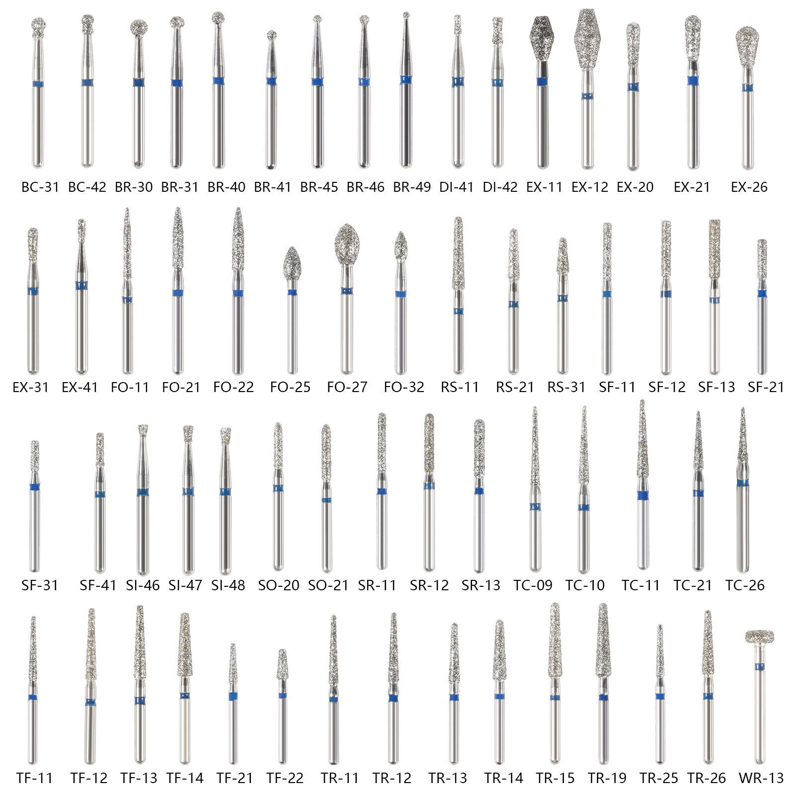 100 Pcs Dental Friction Grip For High Speed Handpiece Polishing Diamond Burs