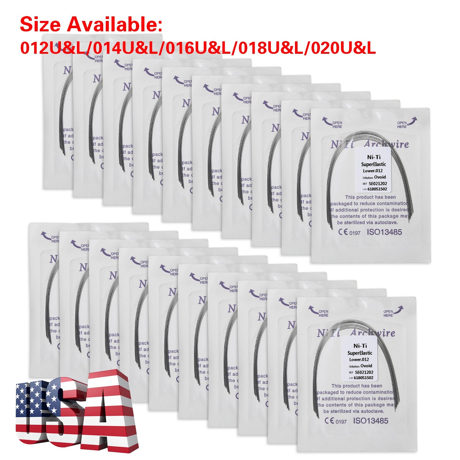 10-100 Packs Orthodontic Dental Arch Wire Super Elastic Niti Round Upper + Lower