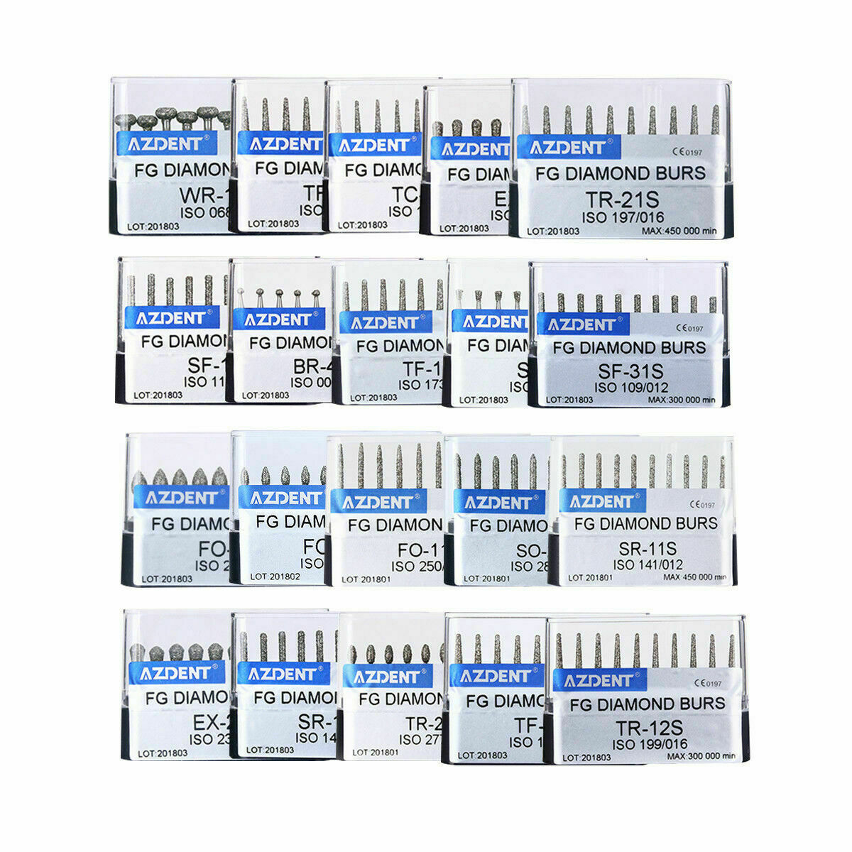 100pcs AZDENT Dental Super Coarse Diamond Burs for Fast High Speed Handpiece