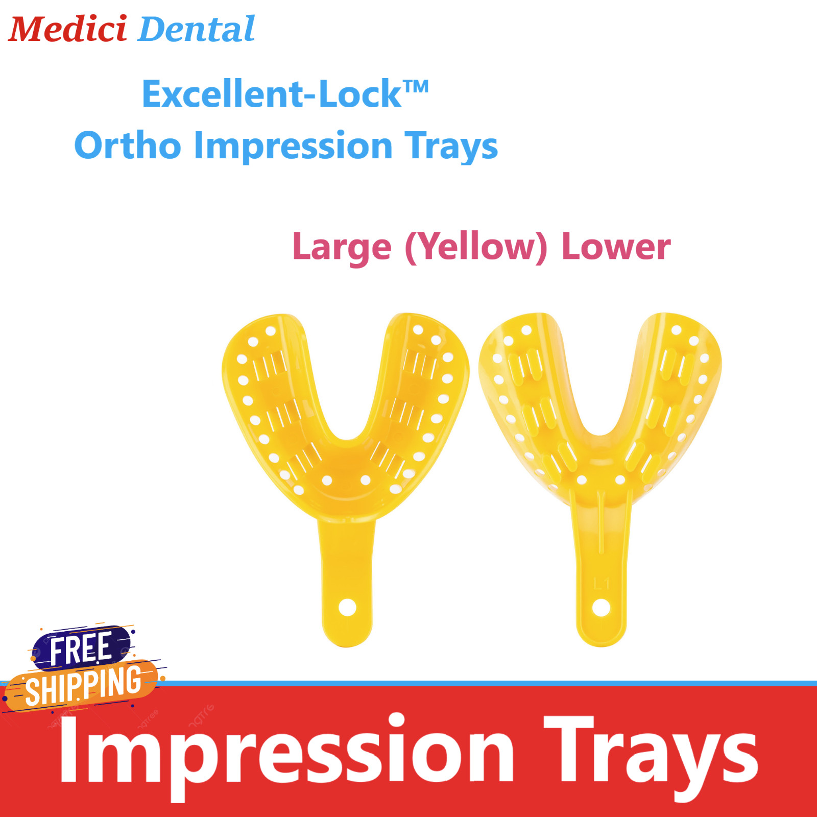 Dental Algilock Ortho Impression Trays Small, Medium, Large, Upper/Lowr, 10/Bag