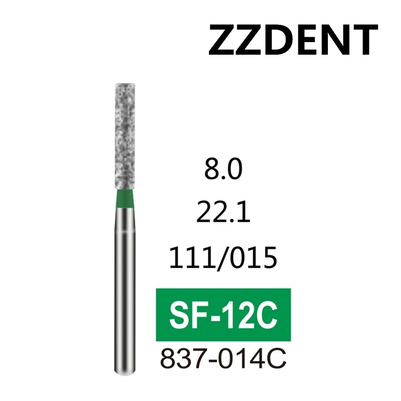 100 PCS SF-12C 837-014C Flat End Cylinder Green Coarse FG Dental Diamond Burs