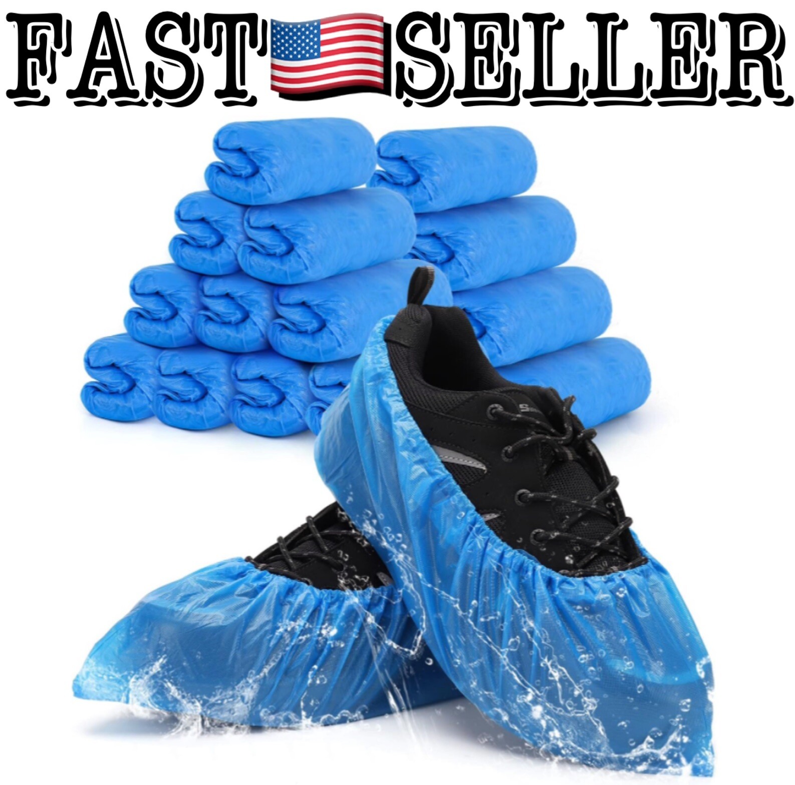 100-Pack Shoe Covers Disposable Non Slip Premium Waterproof and Recyclable