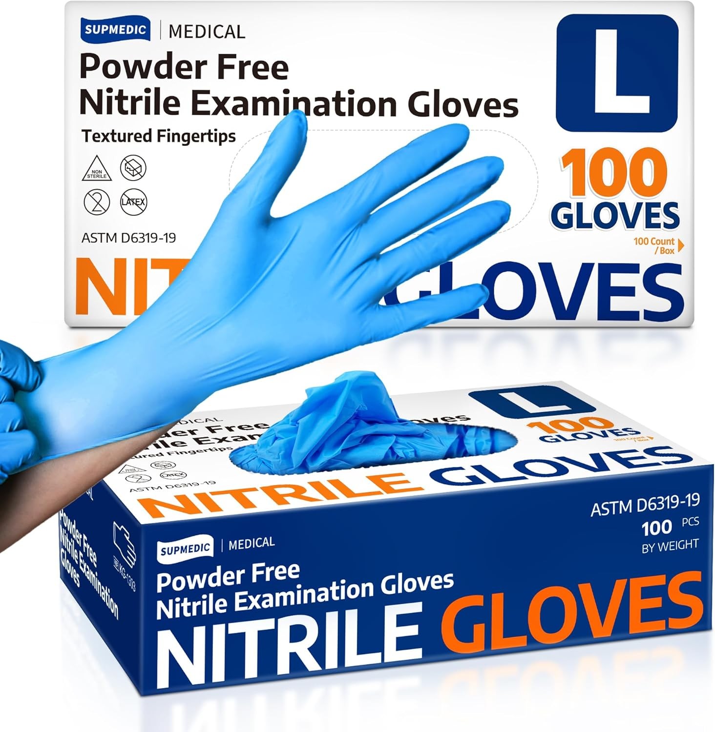 Nitrile Exam Gloves 100 Count Latex Free Powder Free Disposable Blue Medical