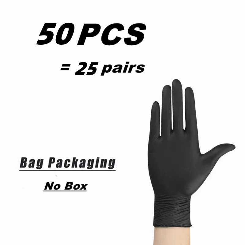 10/20/50/100PCS Black Nitrile Disposable Gloves for Work Latex Free Home Cleanin