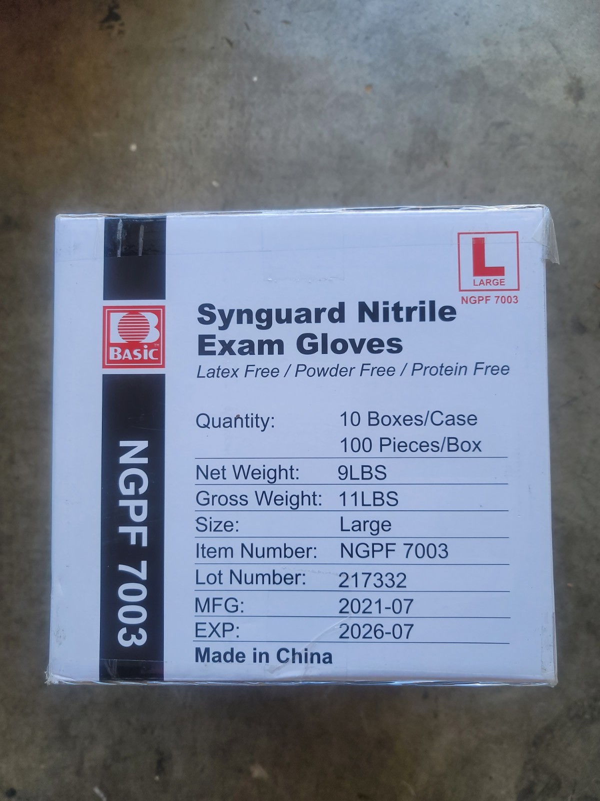 Synguard Nitrile Exam Gloves Blue 10 Box Of 100 per Case Total 1000 Gloves LARGE