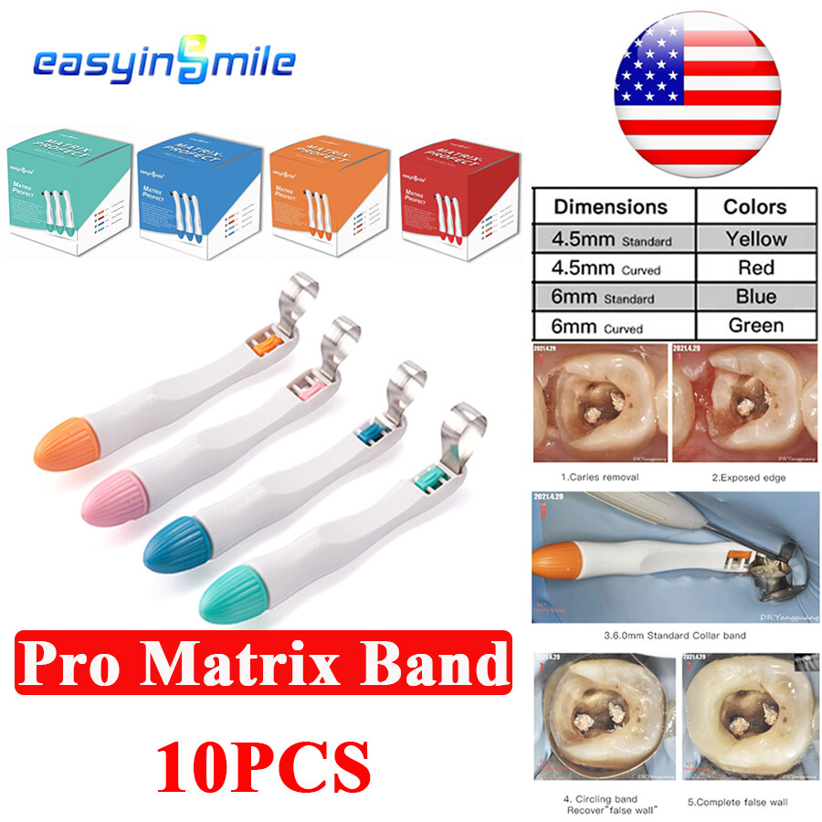 10Pcs Dental Metal Pro Matrix Bands Molar Sectional Contoured Tofflemire Bands