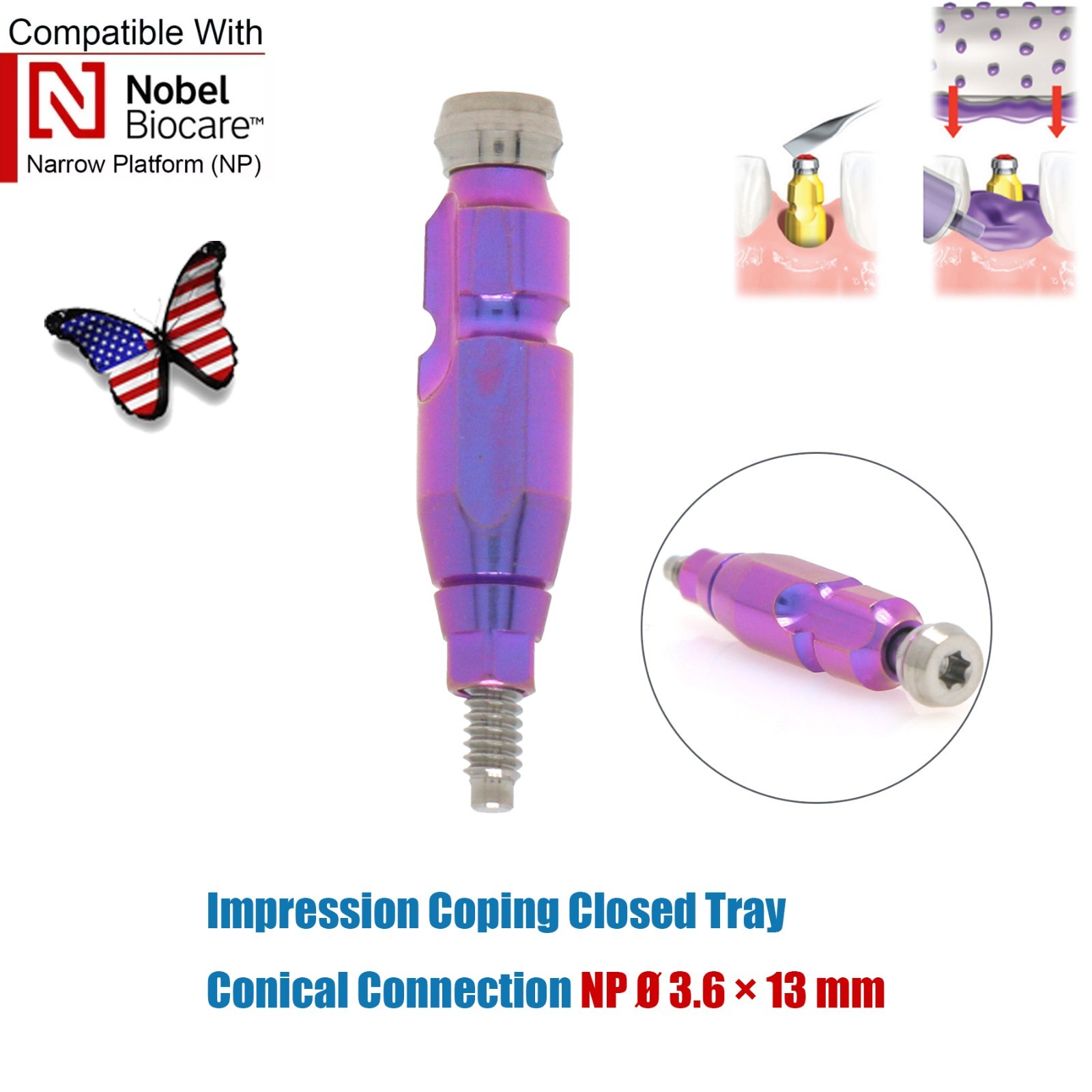 US Nobel Biocare Active NP Implant Impression Transfer Coping Open & Closed Tray