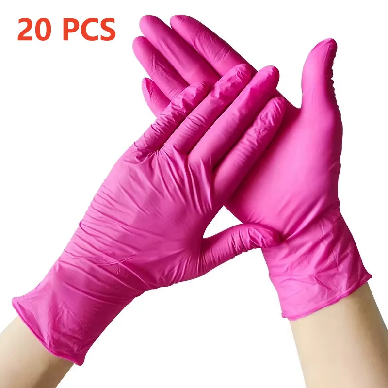 Fuchsia Nitrile Disposable Gloves 20/100PCS 3-Mil Powder & Latex Free Household