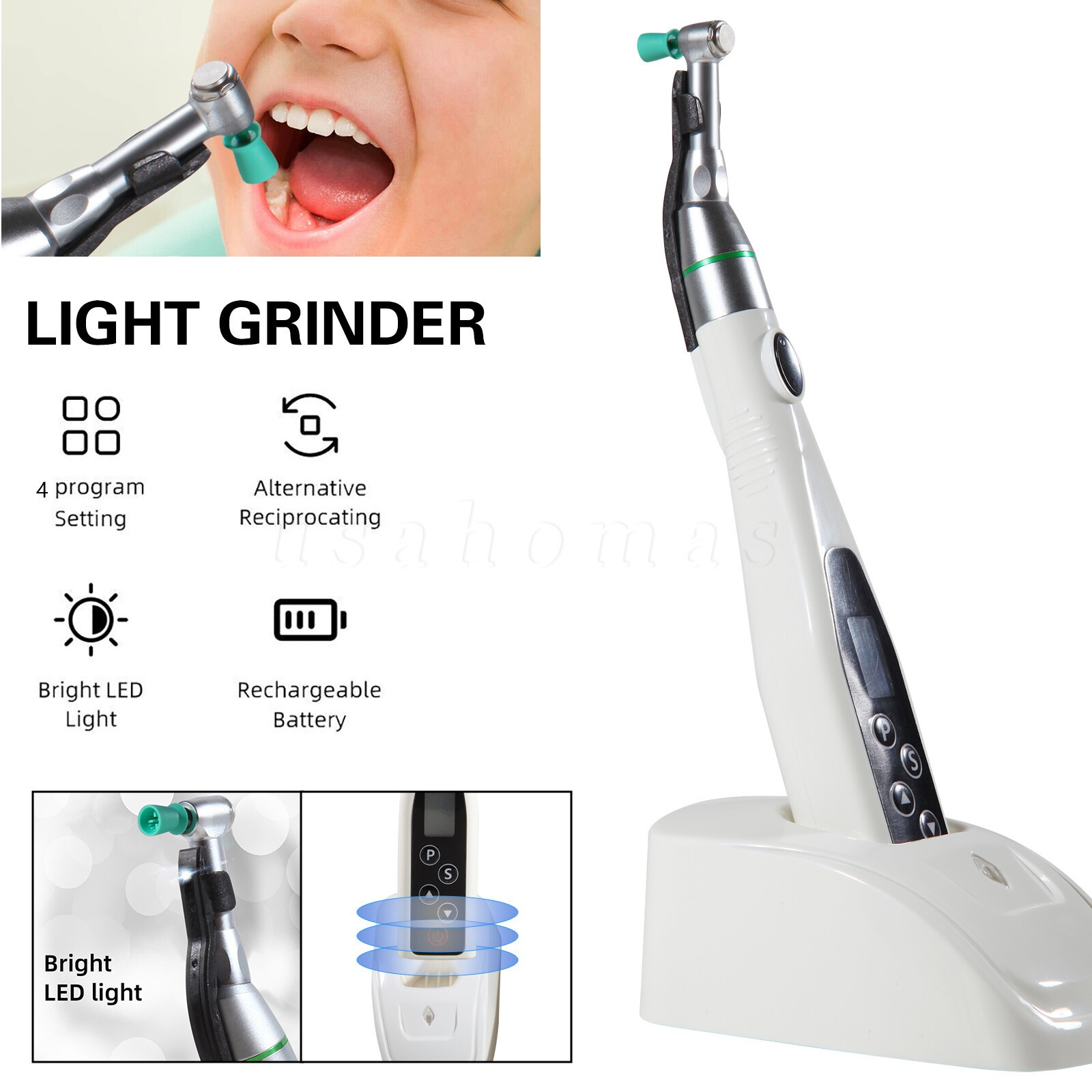 Dental LED Polishing Grinder Motor 4:1 contra angle / 100pcs Polishing cups USA
