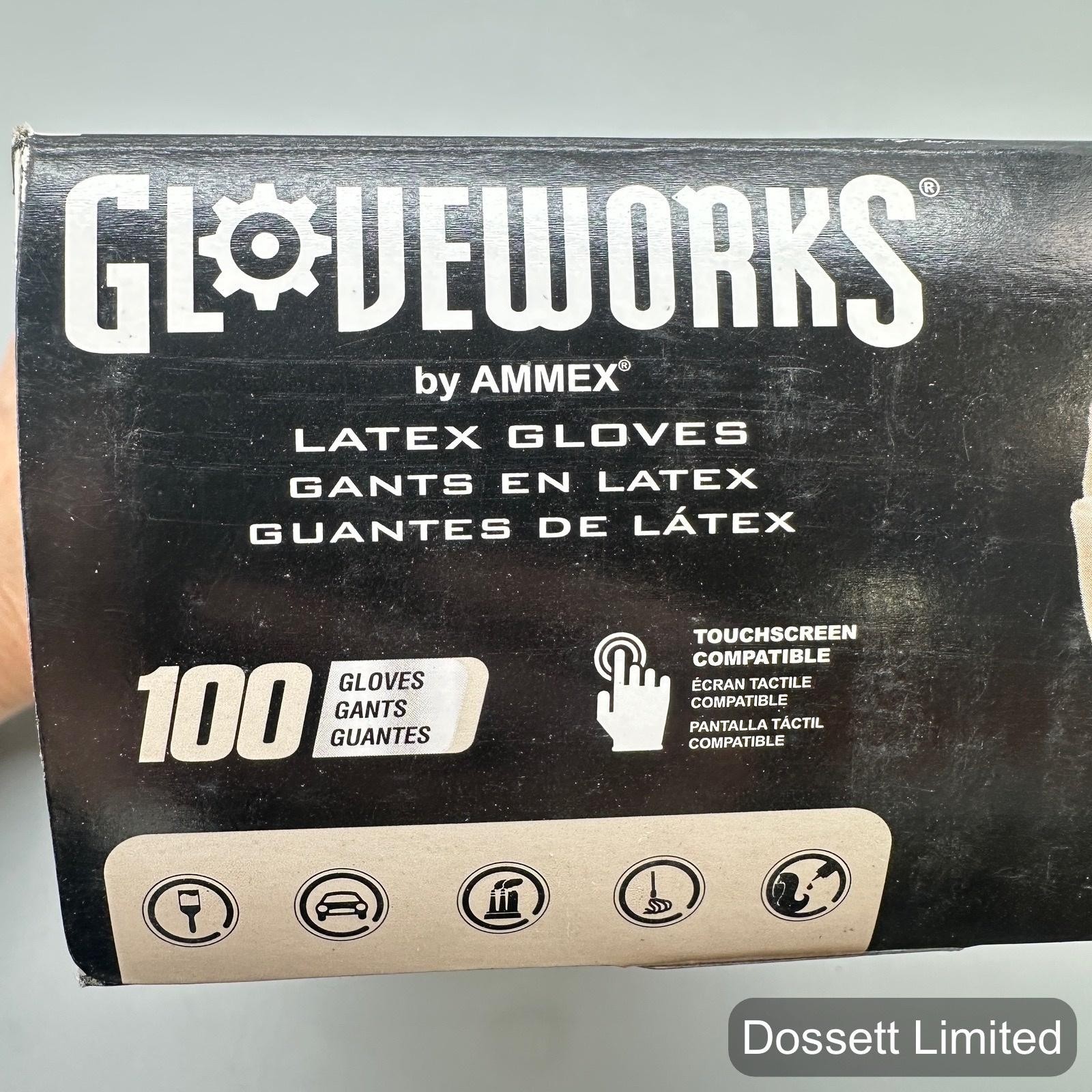 Gloveworks Ammex White Latex Gloves Small 4 Mil Powder Free 10 Boxes 1000