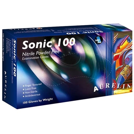 Supermax 9377B7 Aurelia SONIC 100 Nitrile Gloves Medium Cobalt Blue 100/Box