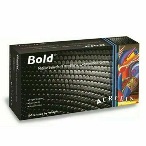 Black Nitrile Gloves Large Powder-Free 5mil Aurelia Bold / Qty 100