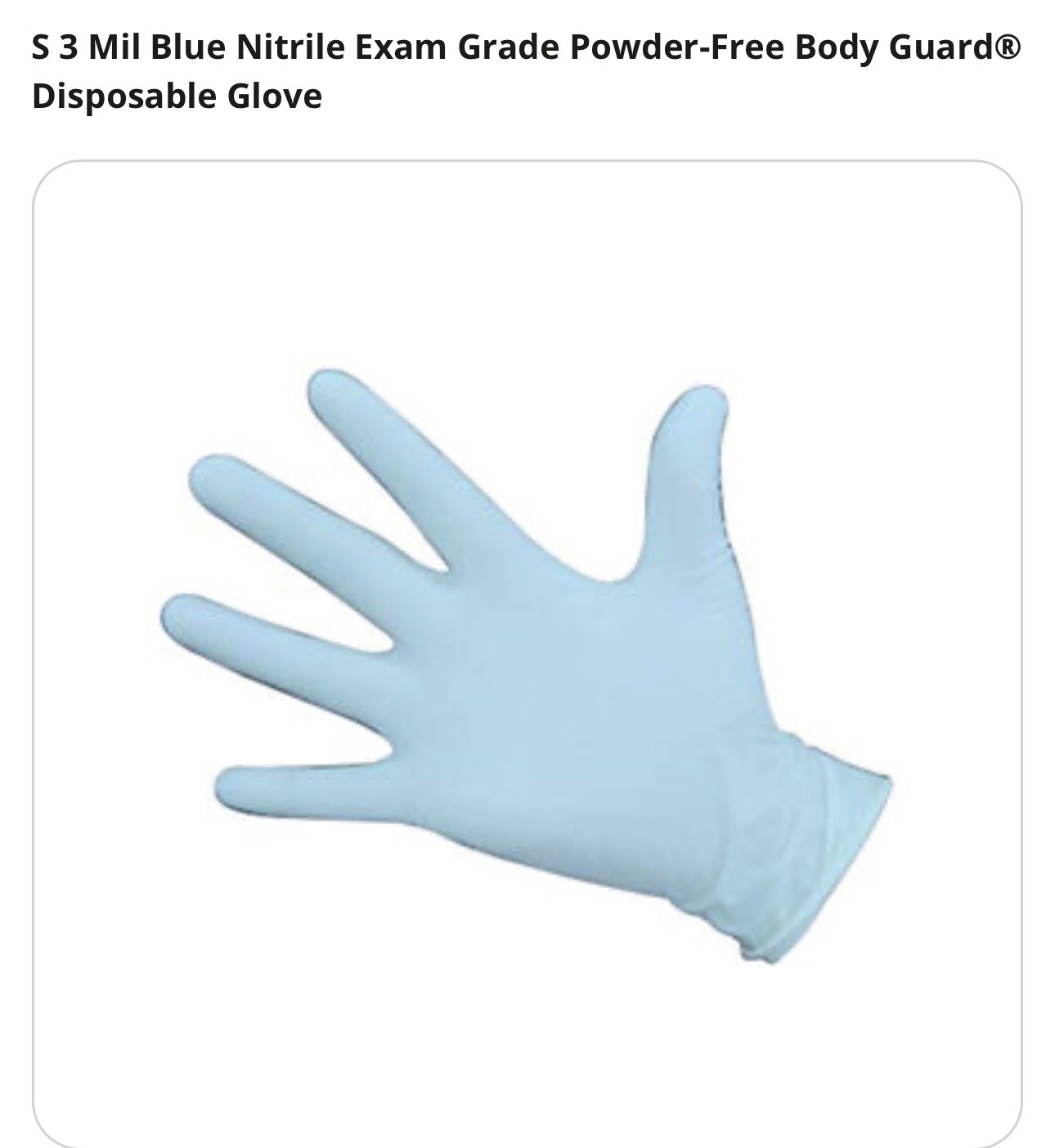 Small BlueNitrile Exam Grade Powder-Free 3Mil BodyGuard Disp Glove Case Qty:1000