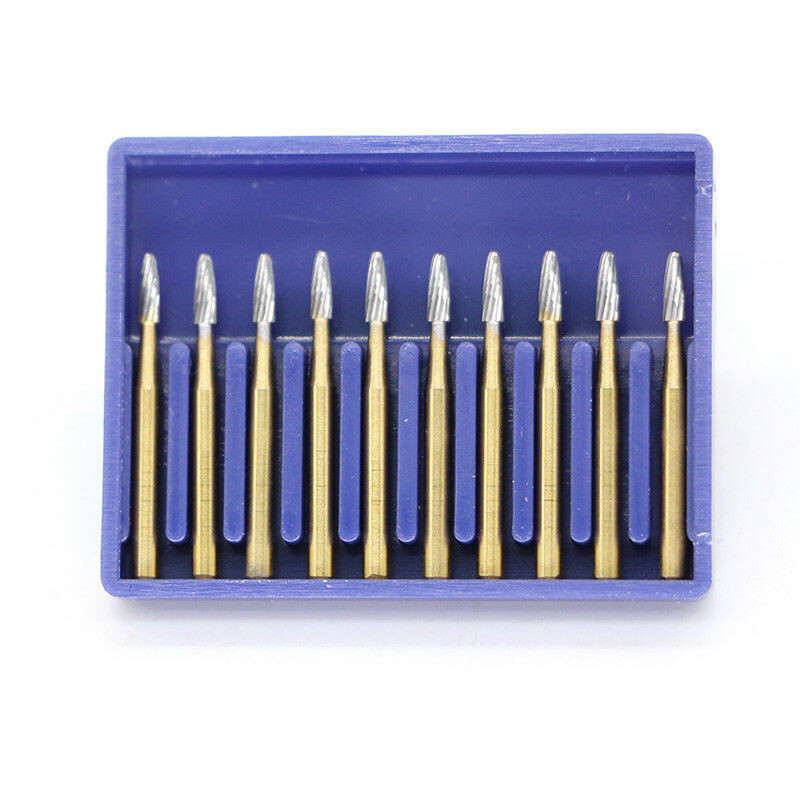 10Pcs/Box Dental Tungsten Carbide Burs 12 Blade Trimming& Finishing Drill FG7803